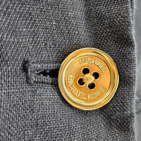 Michael Kors Blazer Linen Black Ruched 3/4 Sleeve 1 Button Jacket 6 - Picture 3 of 9